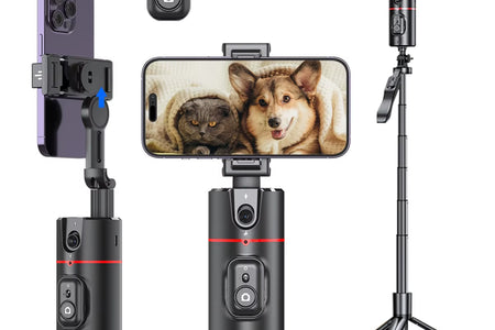 P02 Gimbal 360 Rotation AI Automatic Tracking Shooting Stabilizer Detachable Phone Clip Mini Selfie Stick Phoneholder