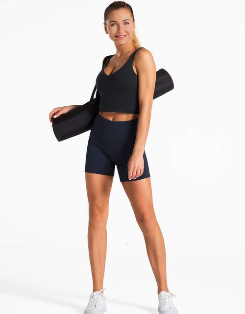 Load image into Gallery viewer, Women'S High Waist Workout Shorts with 2 Side Pockets Stretch Tummy Control Athletic Shorts for Gym Yoga Running
