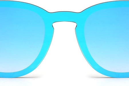 Trendy Rimless Mirrored Sunglasses Reflective Sun Glasses for Women Men (Matte Black/Mirror Blue)