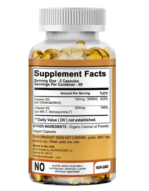 Load image into Gallery viewer, Pslalae - Vitamin D3+K2 Complex Supplement - Contains Organic Coconut Oil - Fortified with High-Quality Nutrients - Vitamin Supplement - 120 Capsules
