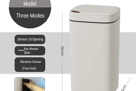 Smart Bathroom Trash Can- White Non-Contact Sensor & Automatic Bagging for Smart Homes 16L