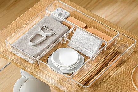 ClearNest Organizer – Transparent Anti-Scratch Drawer Storage Box for Cosmetics, Office & Home