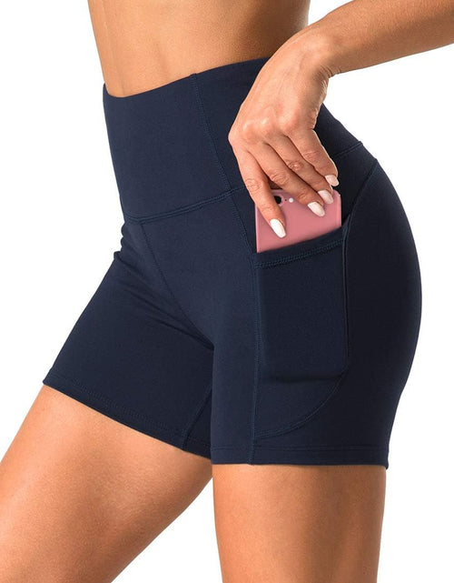 Load image into Gallery viewer, Women'S High Waist Workout Shorts with 2 Side Pockets Stretch Tummy Control Athletic Shorts for Gym Yoga Running
