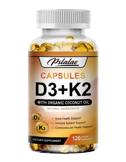 Load image into Gallery viewer, Pslalae - Vitamin D3+K2 Complex Supplement - Contains Organic Coconut Oil - Fortified with High-Quality Nutrients - Vitamin Supplement - 120 Capsules
