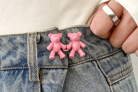 Cute Bear Jeans Buckles Jeans Pants Waistline Reduction Adjustable Metal Buckle Skirt Jeans Tools Trousers Accessories