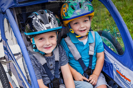 Trailblazer Double Child Bike Trailer, Max of 2 Children with Total Weight of 80 Lbs., Canopy, 20-Inch Air-Filled Tires, Red